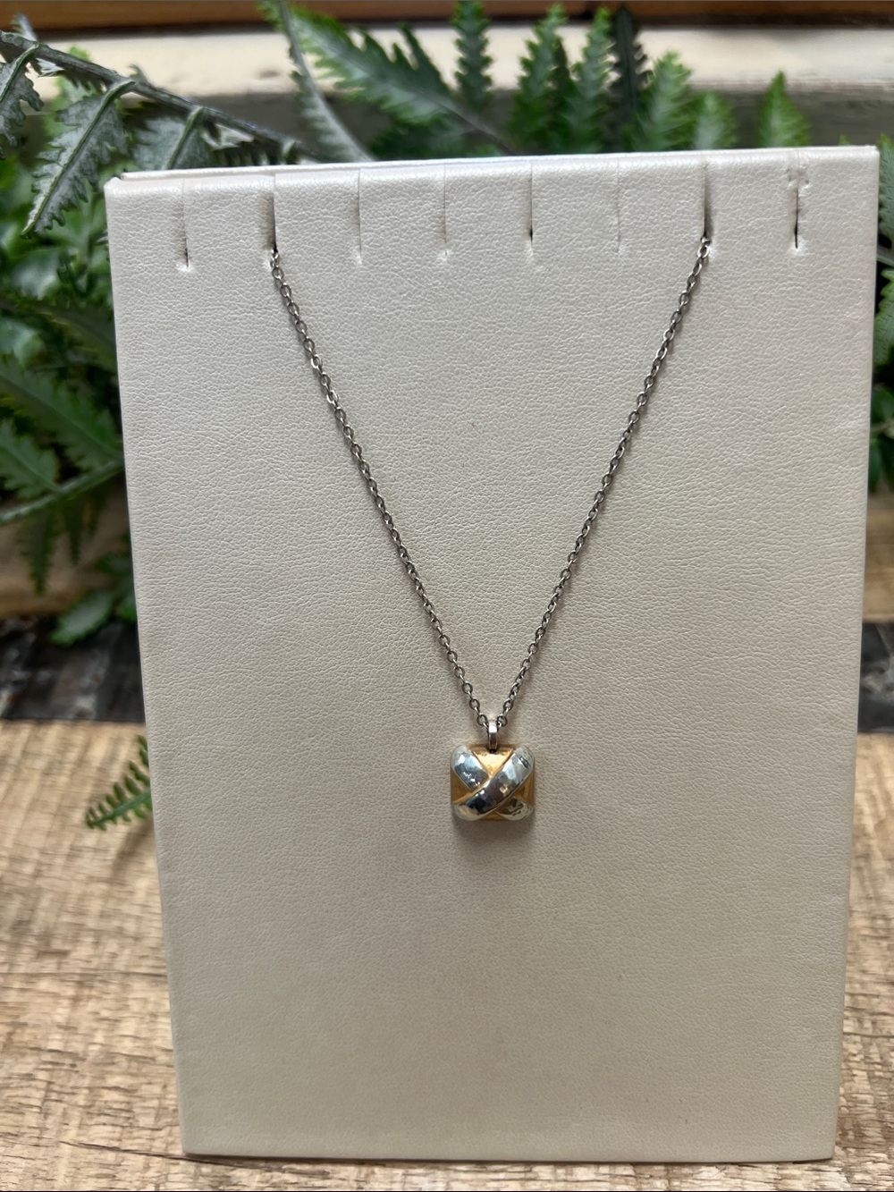 Brighton Entrata collection Two-Tone Silver and Gold Square Pendant Necklace